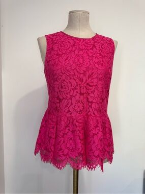 J. Crew Pink Lace Peplum Sleeveless Top Size 0